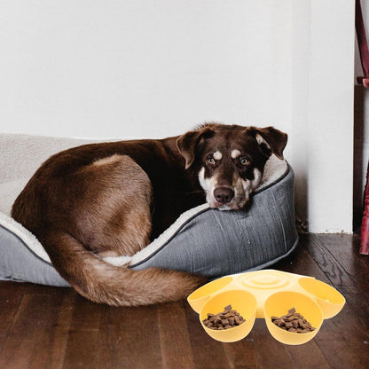 Flower Shape Pet Feeding Bowl 14.17 X 14.17 X 3.54 in Plastic Cat Feeder Multiple Cat Food Bowl Dog Treats Dispenser Food and Water Dish for Easy Feeding and Cleaning