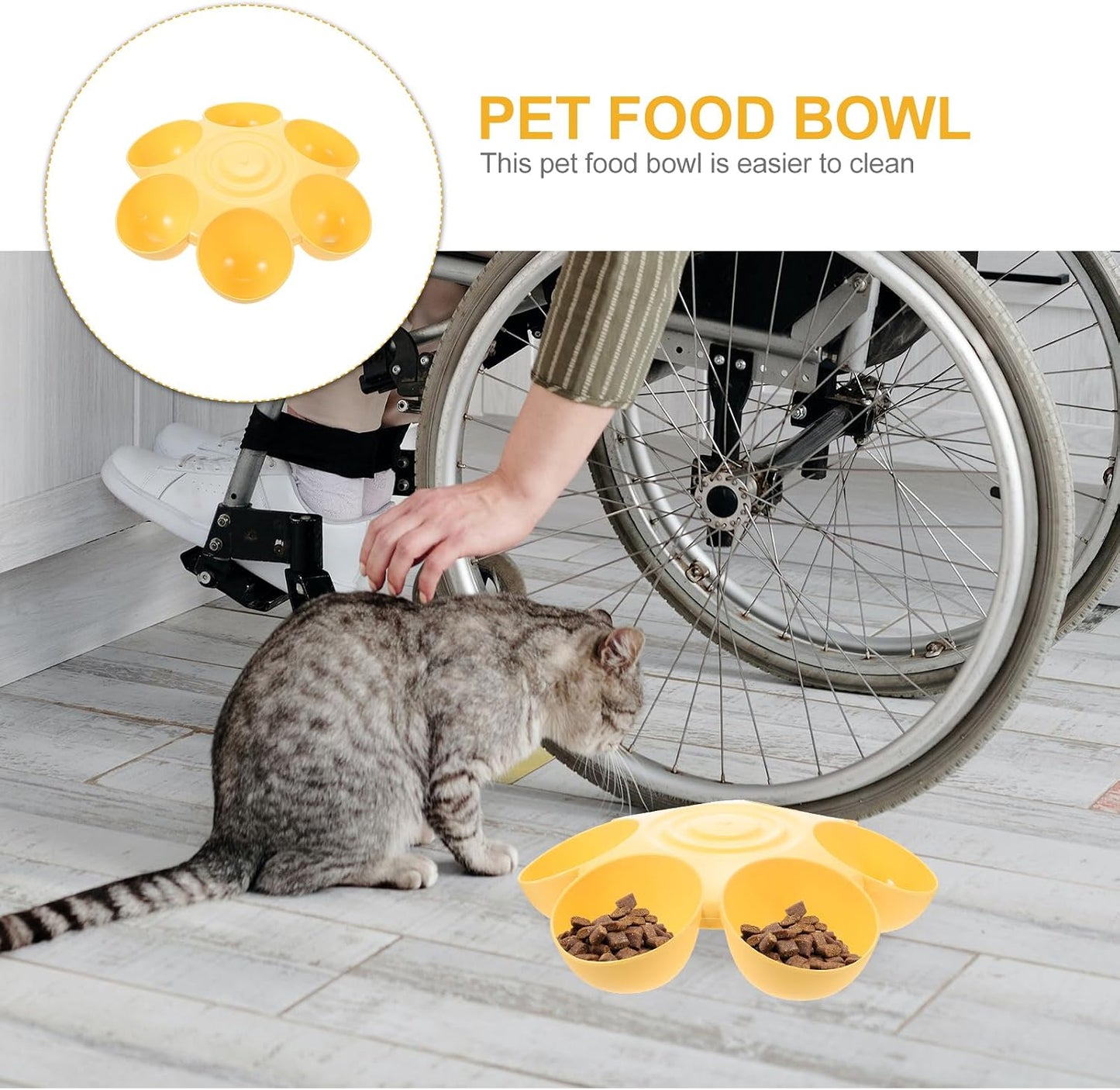 Flower Shape Pet Feeding Bowl 14.17 X 14.17 X 3.54 in Plastic Cat Feeder Multiple Cat Food Bowl Dog Treats Dispenser Food and Water Dish for Easy Feeding and Cleaning