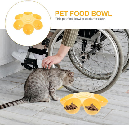 Flower Shape Pet Feeding Bowl 14.17 X 14.17 X 3.54 in Plastic Cat Feeder Multiple Cat Food Bowl Dog Treats Dispenser Food and Water Dish for Easy Feeding and Cleaning