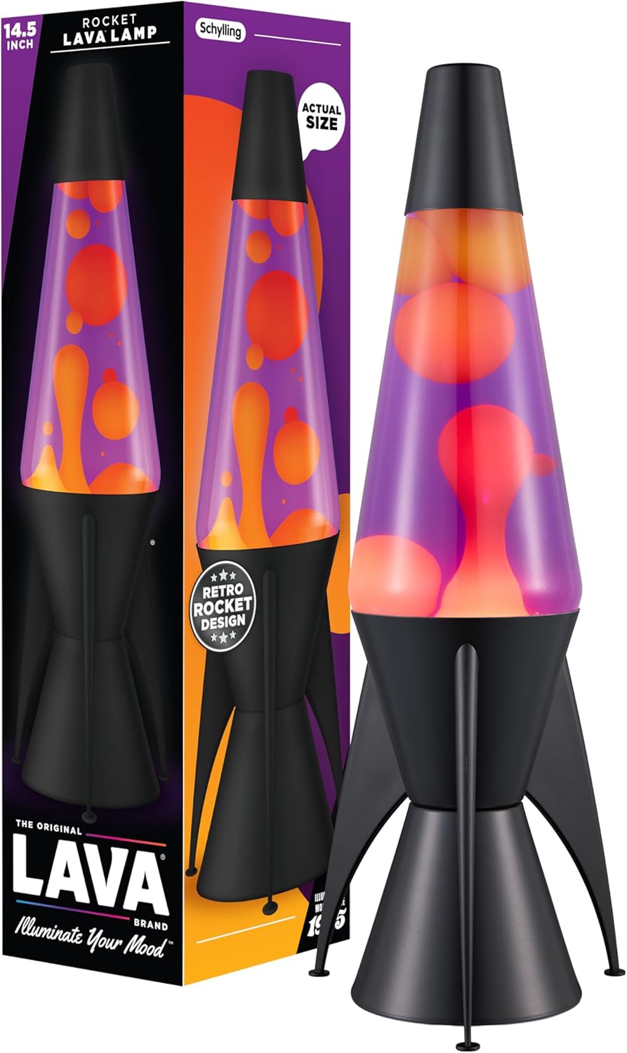 The Original Lamp - 14.5" Evenfall – Retro Rocket Liquid Motion Lamp - Yellow Wax and Purple Liquid - Item #2391 (Amazon Exclusive)