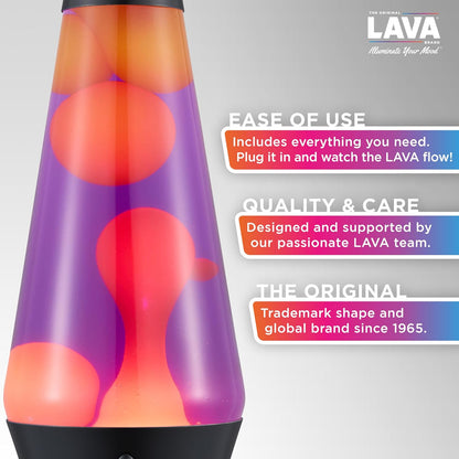 The Original Lamp - 14.5" Evenfall – Retro Rocket Liquid Motion Lamp - Yellow Wax and Purple Liquid - Item #2391 (Amazon Exclusive)