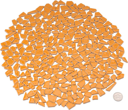 1.5LB Irregular Ceramic Mosaic Tiles for Crafts, Canary Yellow | Mixed Sizes • Easy to Arrange • Smooth Glazed Surface • Approx. 500 Pieces