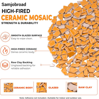 1.5LB Irregular Ceramic Mosaic Tiles for Crafts, Canary Yellow | Mixed Sizes • Easy to Arrange • Smooth Glazed Surface • Approx. 500 Pieces