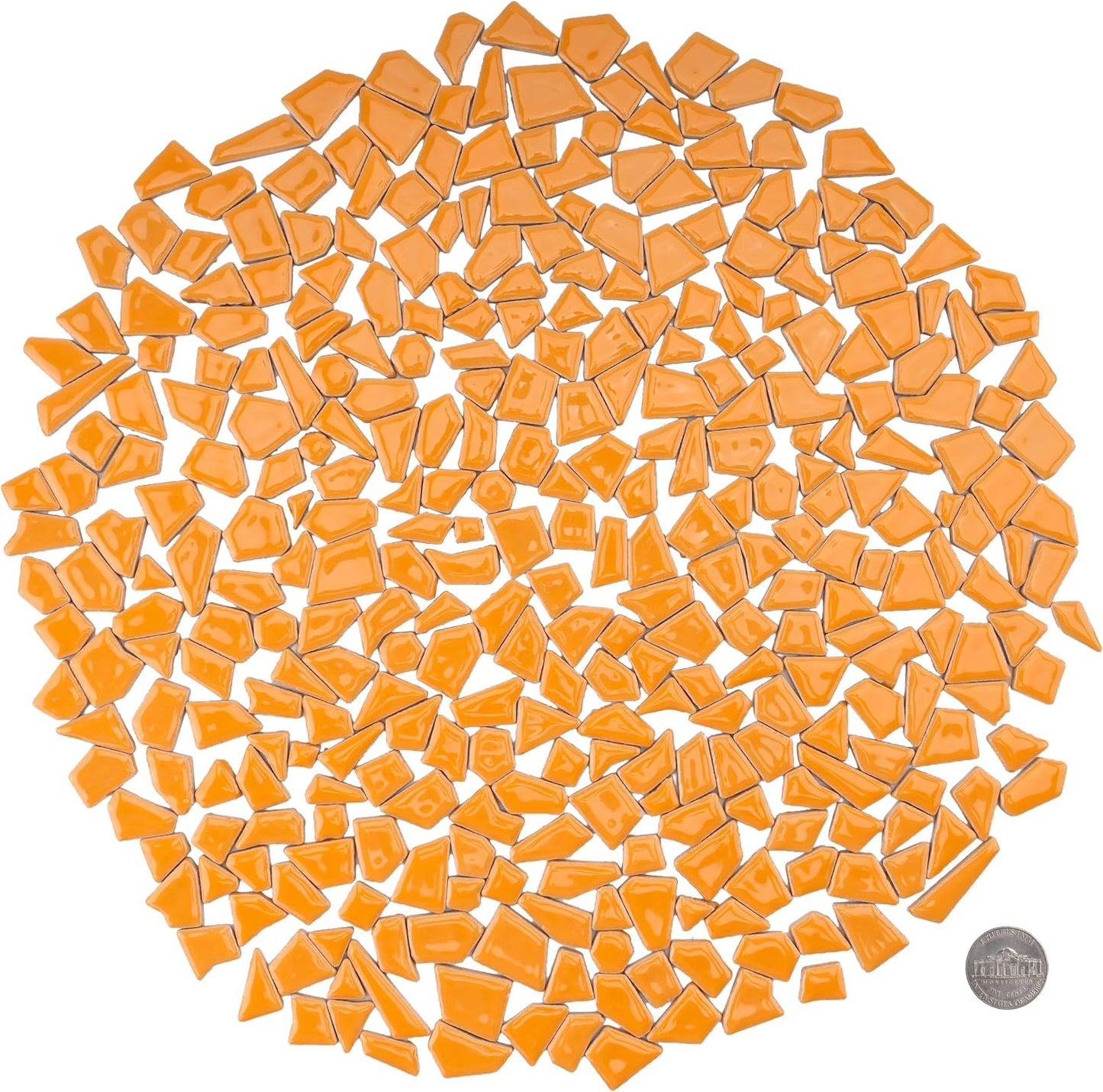 1.5LB Irregular Ceramic Mosaic Tiles for Crafts, Canary Yellow | Mixed Sizes • Easy to Arrange • Smooth Glazed Surface • Approx. 500 Pieces