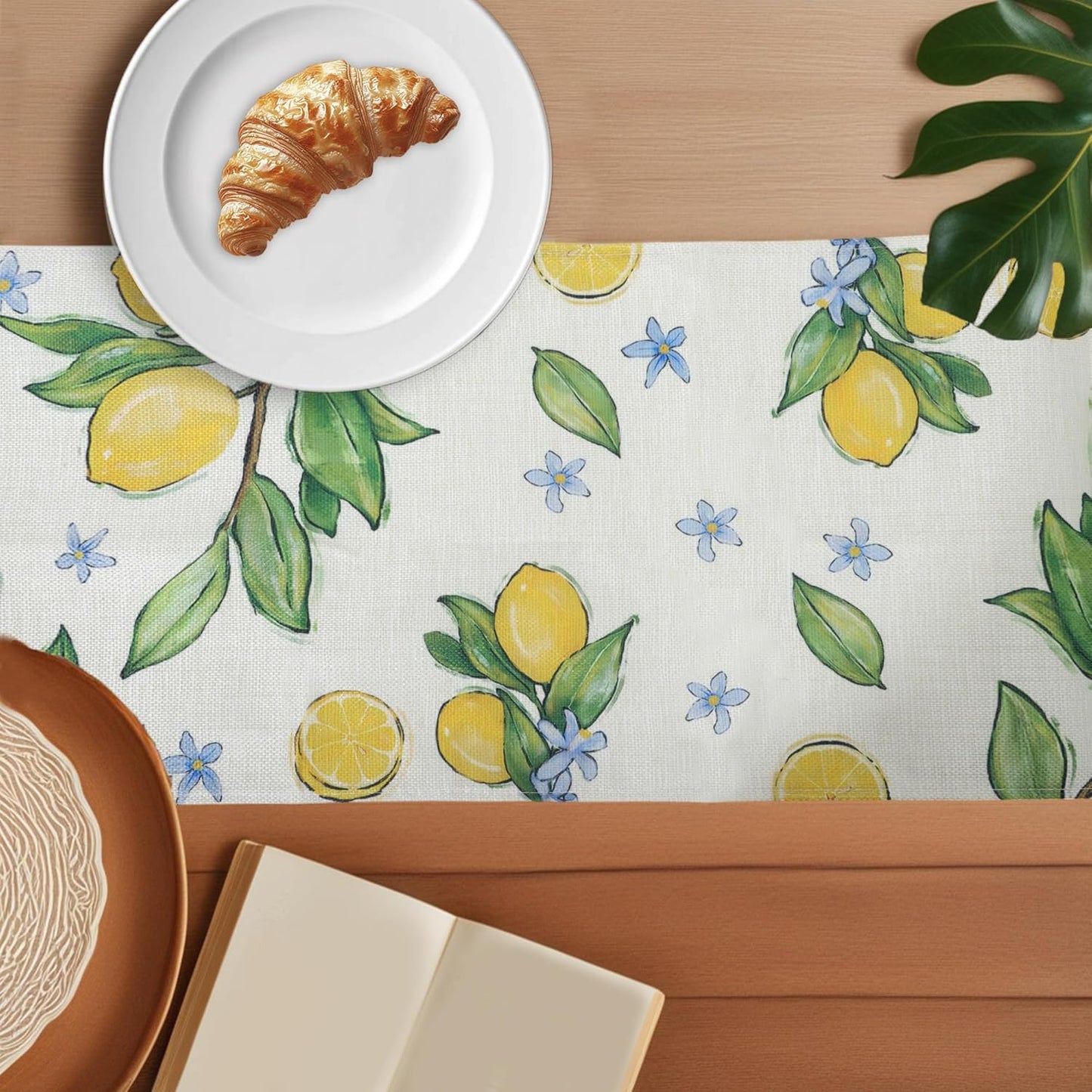 Lemon Table Runner, 13x72 Inch Summer Table Runner, Table Runners 72 Inches Long for Kitchen Dining Home Decor
