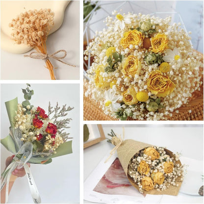6500+ Mini Dried Baby's Breath Flowers, 6'' Natural Ivory White Flowers | 140Pcs Pressed Gypsophila Bouquet Present for Resin Art Craft DIY, Valentine's Day, Wedding Wreath, Card Making, Home Decor