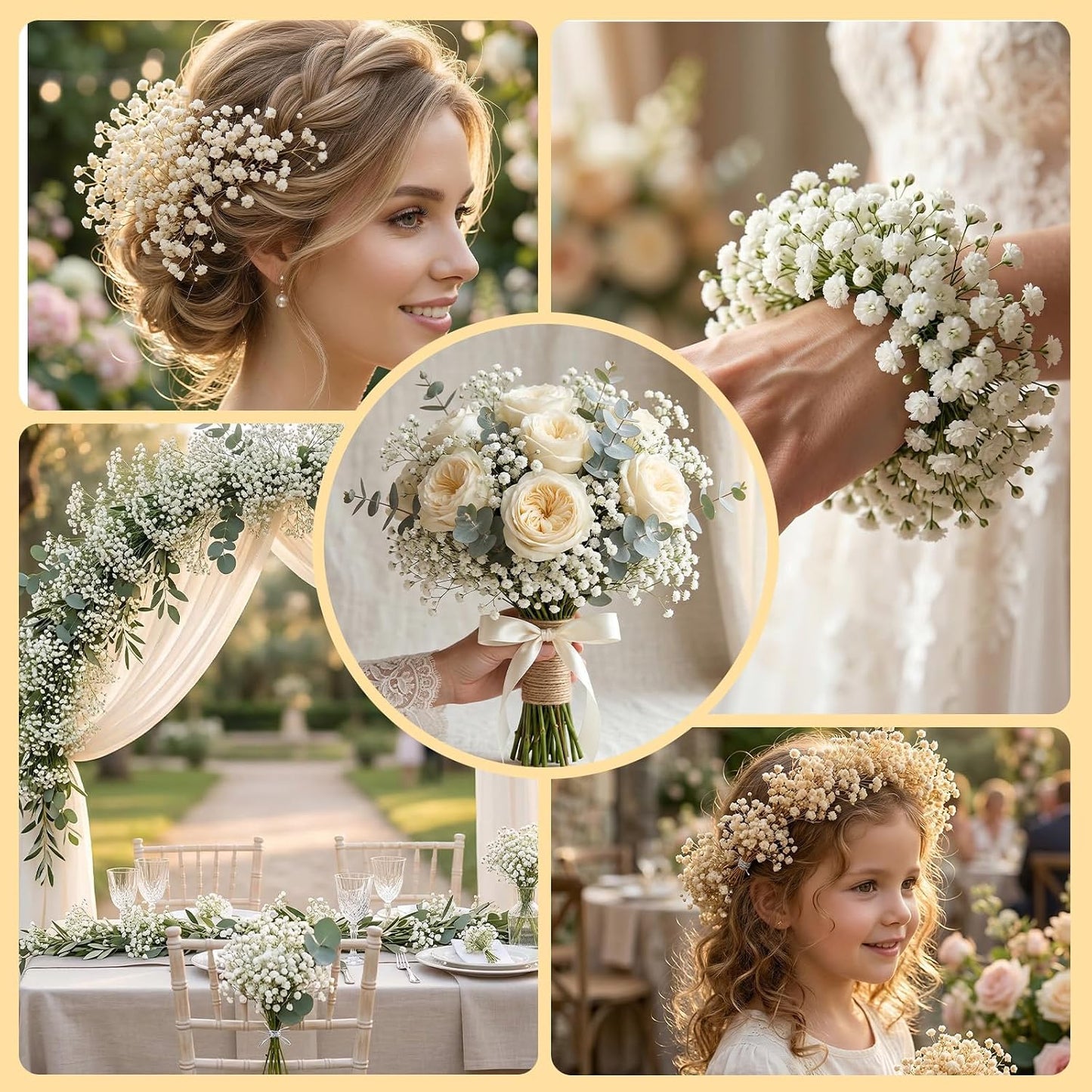 6500+ Mini Dried Baby's Breath Flowers, 6'' Natural Ivory White Flowers | 140Pcs Pressed Gypsophila Bouquet Present for Resin Art Craft DIY, Valentine's Day, Wedding Wreath, Card Making, Home Decor