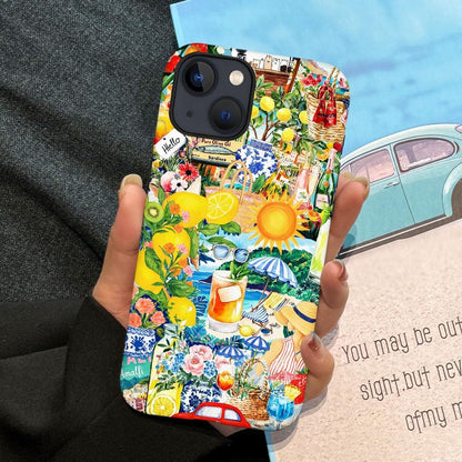 Case for iPhone 14 Plus,Lemon Summer Collage Phone Case Slim Silicone Shockproof Cover for Girls Women（Frosted & Durable）