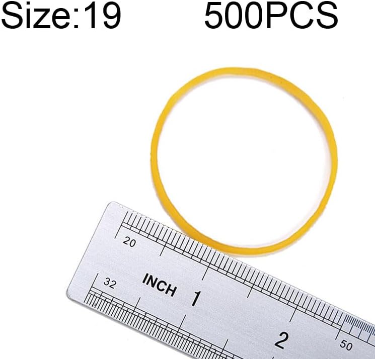 Rubber Bands Size#19 Yellow 500pcs Elastic Bands for Office Supplies | Yellow Rubber Bands Heavy Duty Small Strong for Home Office