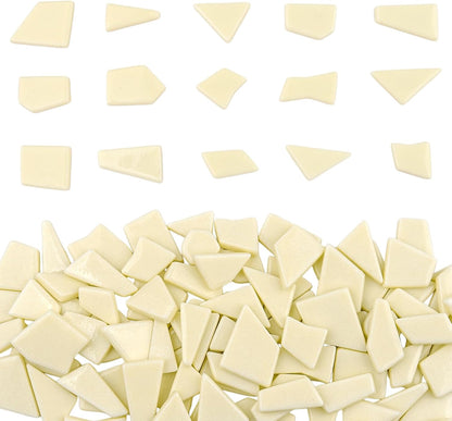 Yellow Glass Mosaic Tiles for Crafts Bulk,200g Broken Glass Pieces for DIY Fall Mosaic Art Decor,Garden Mosaic Supplies