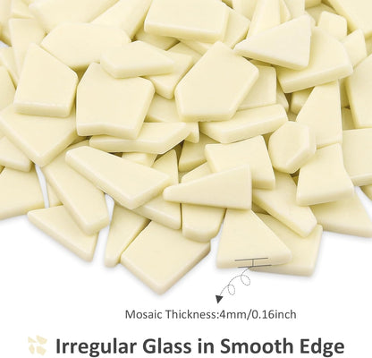 Yellow Glass Mosaic Tiles for Crafts Bulk,200g Broken Glass Pieces for DIY Fall Mosaic Art Decor,Garden Mosaic Supplies