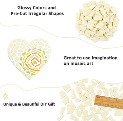 Yellow Glass Mosaic Tiles for Crafts Bulk,200g Broken Glass Pieces for DIY Fall Mosaic Art Decor,Garden Mosaic Supplies