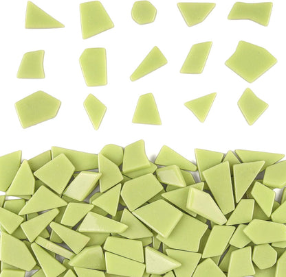 Yellow Glass Mosaic Tiles for Crafts Bulk,200g Broken Glass Pieces for DIY Fall Mosaic Art Decor,Garden Mosaic Supplies