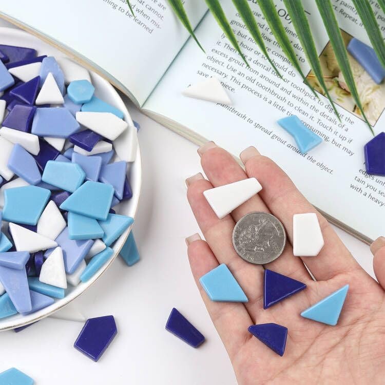 Yellow Glass Mosaic Tiles for Crafts Bulk,200g Broken Glass Pieces for DIY Fall Mosaic Art Decor,Garden Mosaic Supplies