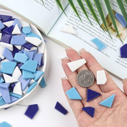 Yellow Glass Mosaic Tiles for Crafts Bulk,200g Broken Glass Pieces for DIY Fall Mosaic Art Decor,Garden Mosaic Supplies