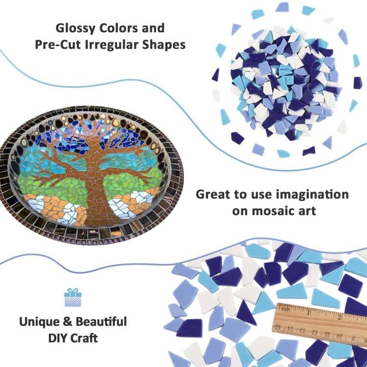 Yellow Glass Mosaic Tiles for Crafts Bulk,200g Broken Glass Pieces for DIY Fall Mosaic Art Decor,Garden Mosaic Supplies