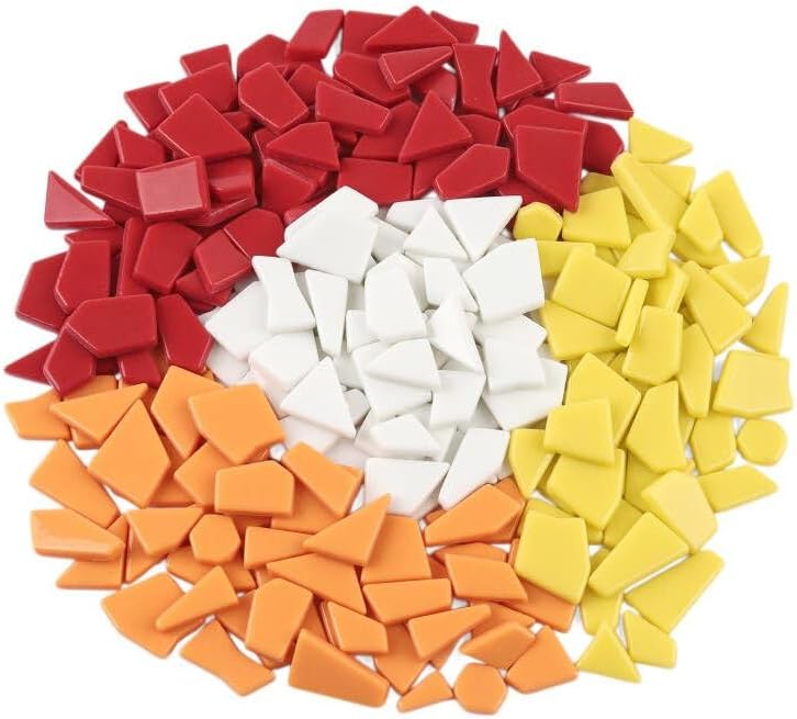Yellow Glass Mosaic Tiles for Crafts Bulk,200g Broken Glass Pieces for DIY Fall Mosaic Art Decor,Garden Mosaic Supplies