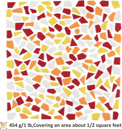 Yellow Glass Mosaic Tiles for Crafts Bulk,200g Broken Glass Pieces for DIY Fall Mosaic Art Decor,Garden Mosaic Supplies