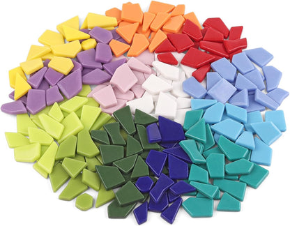 Yellow Glass Mosaic Tiles for Crafts Bulk,200g Broken Glass Pieces for DIY Fall Mosaic Art Decor,Garden Mosaic Supplies