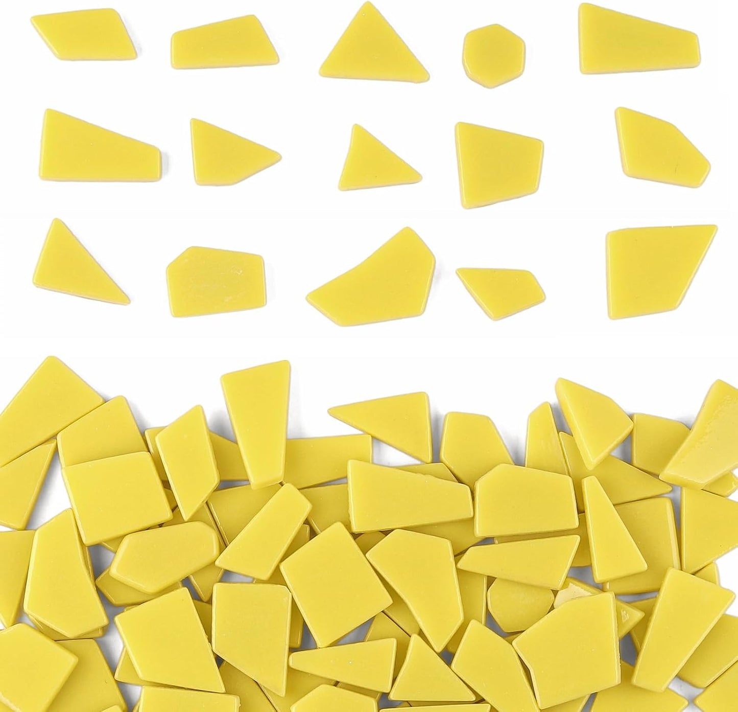 Yellow Glass Mosaic Tiles for Crafts Bulk,200g Broken Glass Pieces for DIY Fall Mosaic Art Decor,Garden Mosaic Supplies