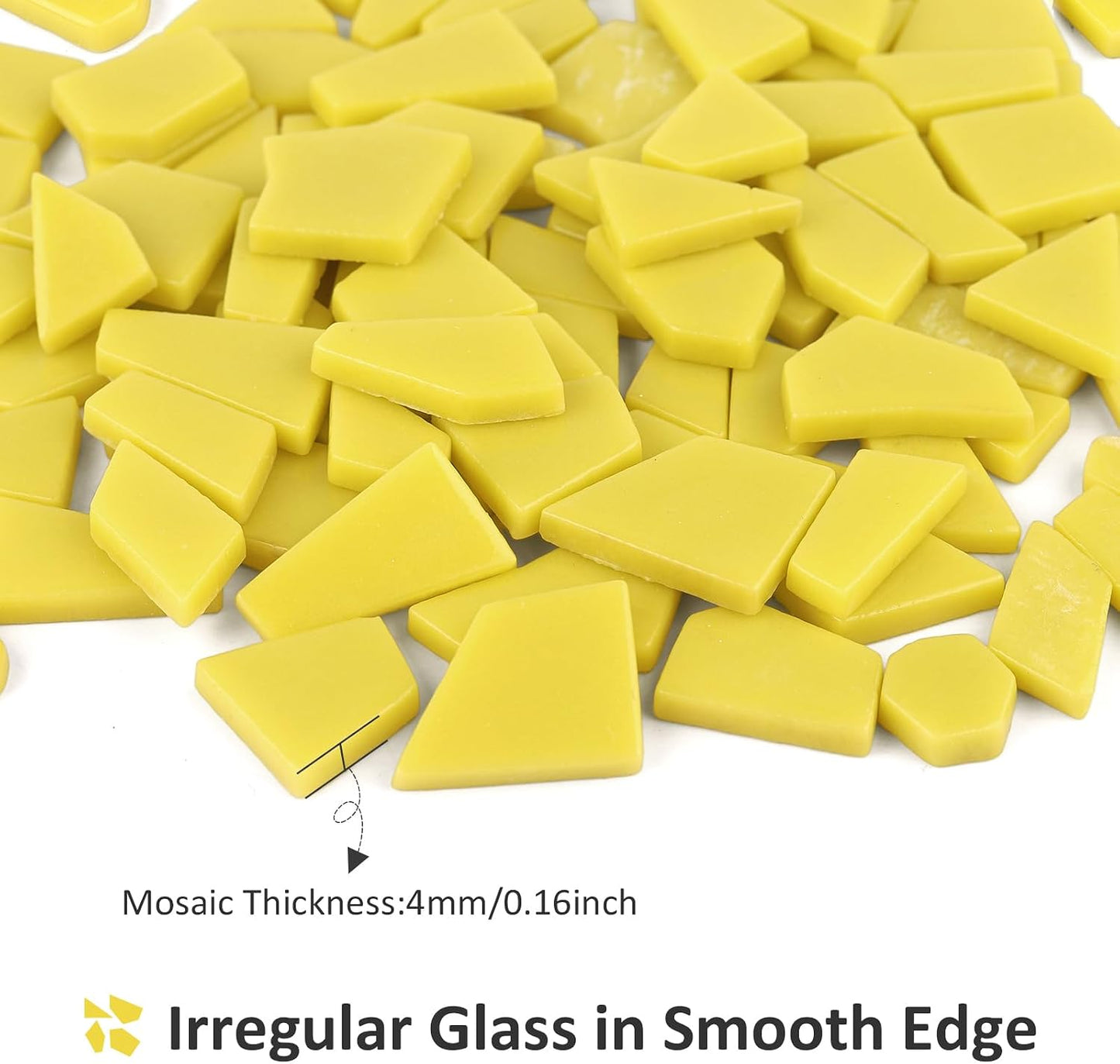 Yellow Glass Mosaic Tiles for Crafts Bulk,200g Broken Glass Pieces for DIY Fall Mosaic Art Decor,Garden Mosaic Supplies