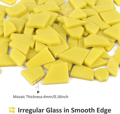 Yellow Glass Mosaic Tiles for Crafts Bulk,200g Broken Glass Pieces for DIY Fall Mosaic Art Decor,Garden Mosaic Supplies