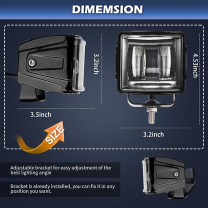 Dual Color LED Cubes Pods Lights, Super Bright 120W 3" LED Spot Work Light Bar White & Yellow Ditch Fog Light Driving Lamp for Trucks RV Trailer Jeep UTV 4x4 Off Road Motorcycle ATV SUV Boat