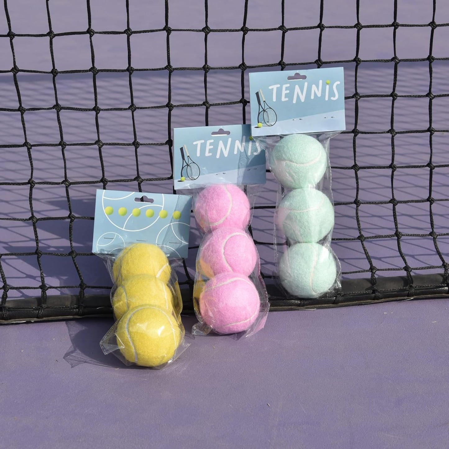 Tennis Balls 3 Pack with Standard Elasticity, Daily Training and Practice Tennis Balls, Pink, Green, Yellow