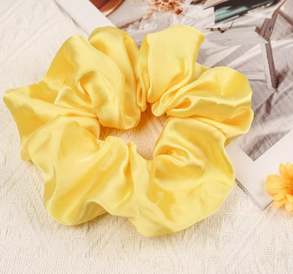 Oversized Satin Scrunchies for Women - 2 Pack Extra Large Hair Ties Accessories, Big Silk-Like Ponytail Holders, No-Damage Elastic Bands for Thick Curly Hair, Yellow