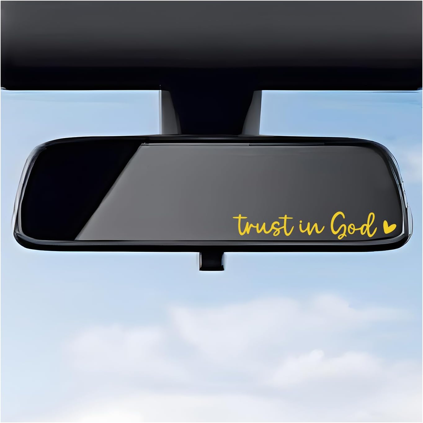 2PCS Trust in God Rearview Mirror Decals, Automotive Vinyl Rear View Mirror Decorative Stickers, Waterproof Trust in God Stickers for Car Truck Laptop, Car Accessories (Yellow)
