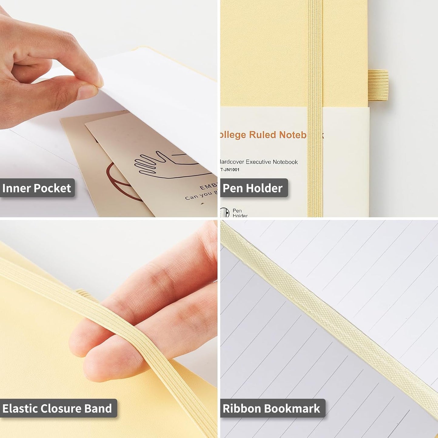 Heture Hardcover Notebooks, A5 Lined Journals Notebook for Writing 160 Pages, 8.2 x 5.5 inch, Classic Ruled Notebooks for College/Work/Travel (Yellow, 1 Pack)