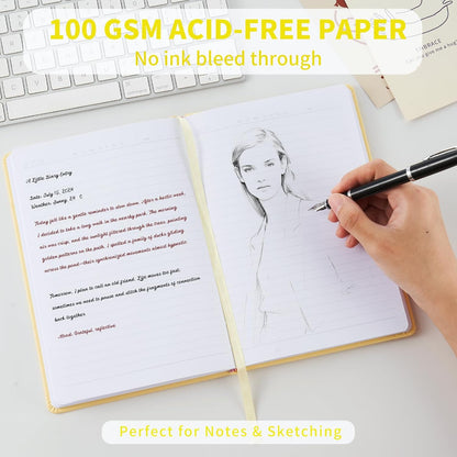 Heture Hardcover Notebooks, A5 Lined Journals Notebook for Writing 160 Pages, 8.2 x 5.5 inch, Classic Ruled Notebooks for College/Work/Travel (Yellow, 1 Pack)