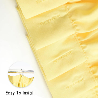 Bright Yellow Shower Curtain, Vintage Handcrafted Bow Tie Bath Curtain for Master Bathroom, Ruched Microfiber Bathroom Curtain with 12 Buttonholes, 72" W x 72" H (LQ-10)