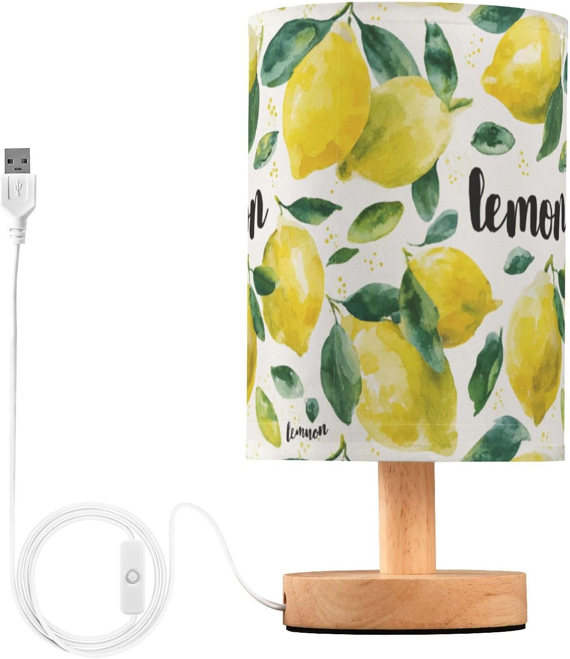 Bedside Table Lamp Lemon Yellow Citrus Fruits (65) Kids Nightstand Lamp Night Light Fabric Shade for Bedroom Living Room Home Office