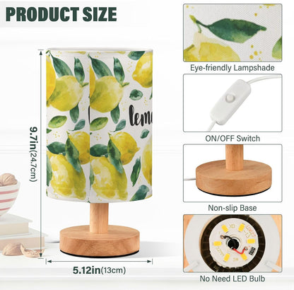 Bedside Table Lamp Lemon Yellow Citrus Fruits (65) Kids Nightstand Lamp Night Light Fabric Shade for Bedroom Living Room Home Office