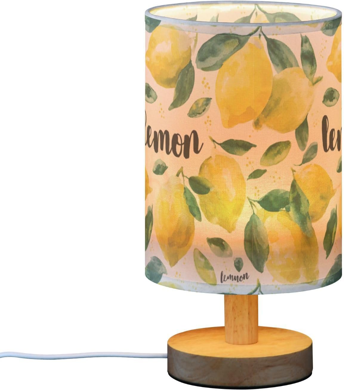 Bedside Table Lamp Lemon Yellow Citrus Fruits (65) Kids Nightstand Lamp Night Light Fabric Shade for Bedroom Living Room Home Office