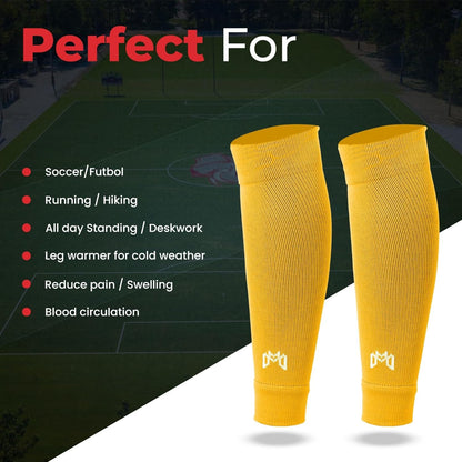 Pre Cut Soccer Sock Sleeves, Companion for Soccer Grip Socks, Securely Holds Shin Guards, Compression Leg Warmer