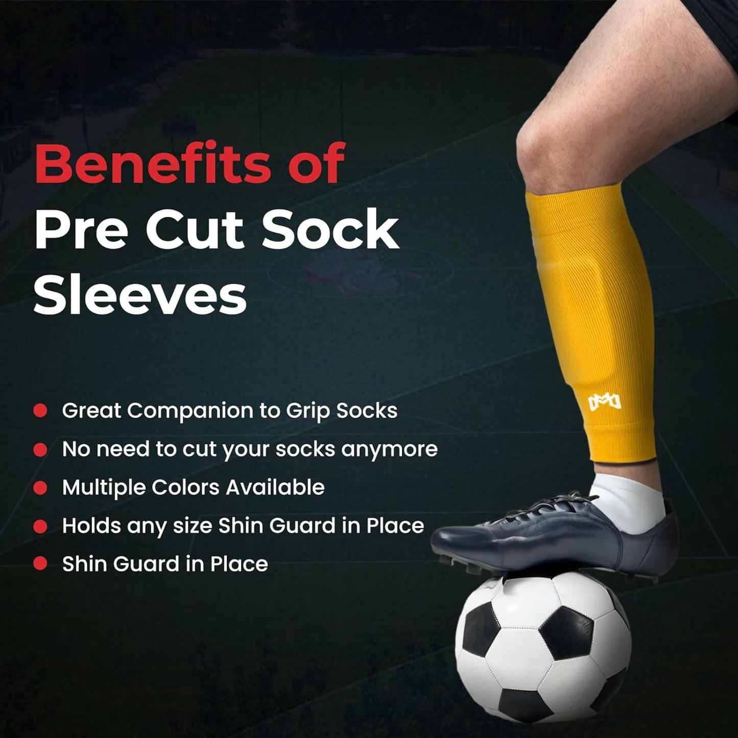 Pre Cut Soccer Sock Sleeves, Companion for Soccer Grip Socks, Securely Holds Shin Guards, Compression Leg Warmer