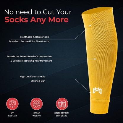 Pre Cut Soccer Sock Sleeves, Companion for Soccer Grip Socks, Securely Holds Shin Guards, Compression Leg Warmer