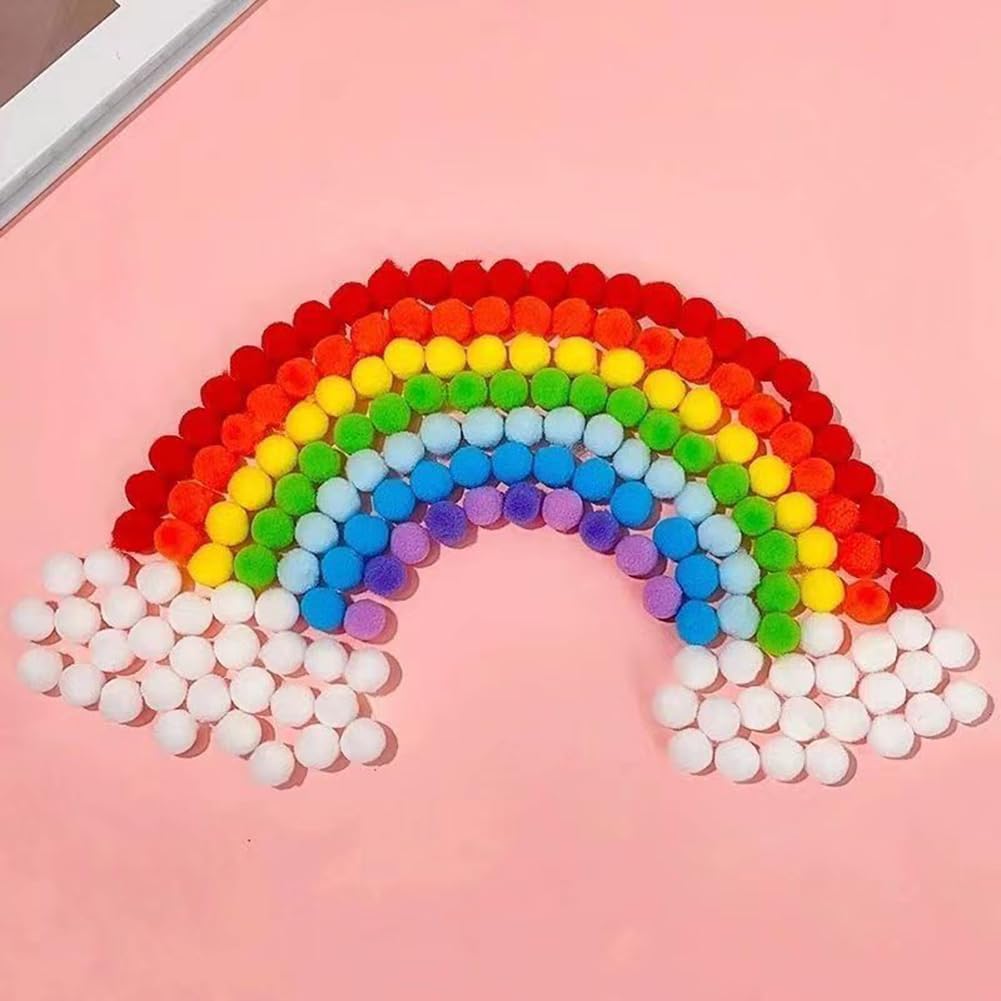 100 Pieces Pom Poms Yellow and White, 1.2 inch Large Craft Pompoms, Soft Fluffy Puff Balls for DIY Arts and Bulk Craft Making Decorations Supplies (Yellow Series, 3 cm / 30 mm)