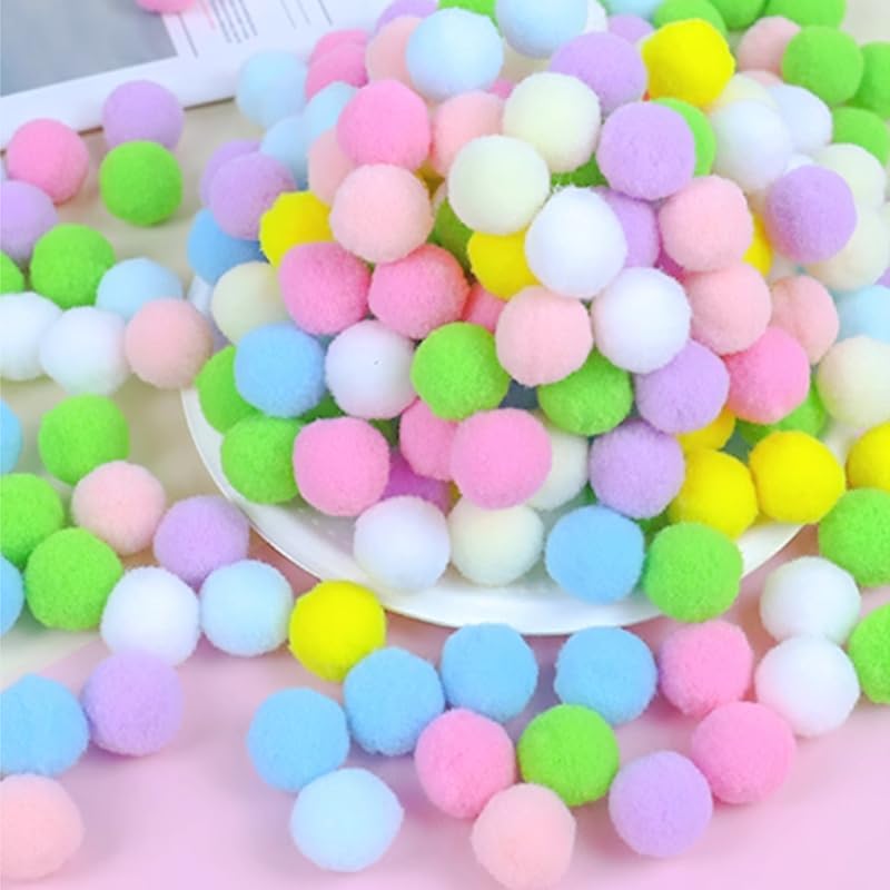 100 Pieces Pom Poms Yellow and White, 1.2 inch Large Craft Pompoms, Soft Fluffy Puff Balls for DIY Arts and Bulk Craft Making Decorations Supplies (Yellow Series, 3 cm / 30 mm)