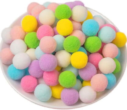 100 Pieces Pom Poms Yellow and White, 1.2 inch Large Craft Pompoms, Soft Fluffy Puff Balls for DIY Arts and Bulk Craft Making Decorations Supplies (Yellow Series, 3 cm / 30 mm)