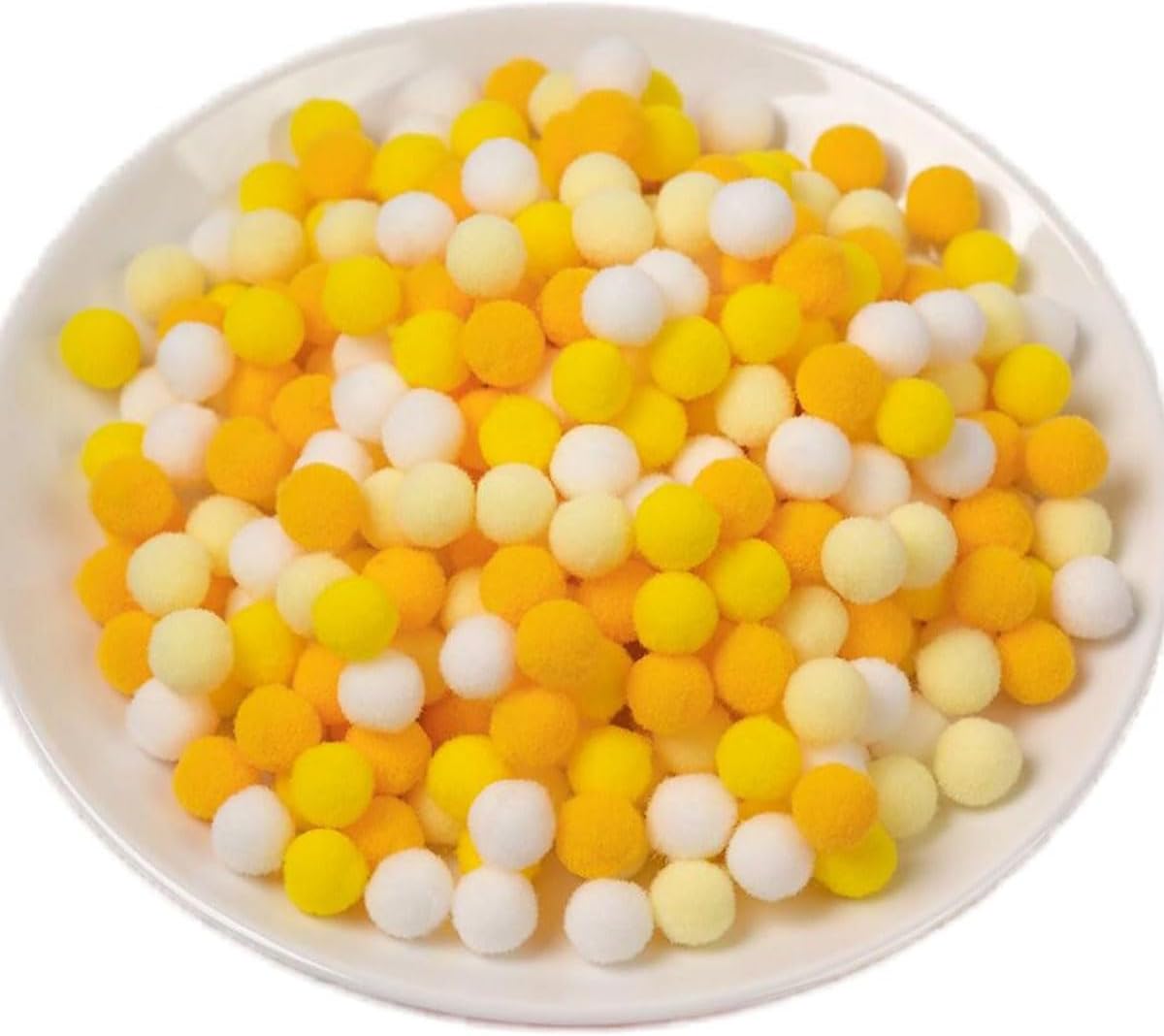 100 Pieces Pom Poms Yellow and White, 1.2 inch Large Craft Pompoms, Soft Fluffy Puff Balls for DIY Arts and Bulk Craft Making Decorations Supplies (Yellow Series, 3 cm / 30 mm)