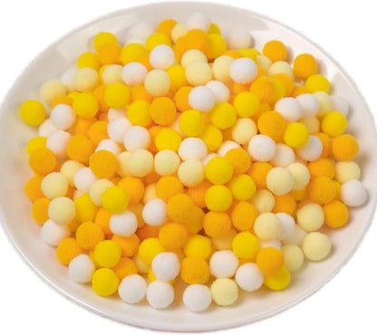 100 Pieces Pom Poms Yellow and White, 1.2 inch Large Craft Pompoms, Soft Fluffy Puff Balls for DIY Arts and Bulk Craft Making Decorations Supplies (Yellow Series, 3 cm / 30 mm)