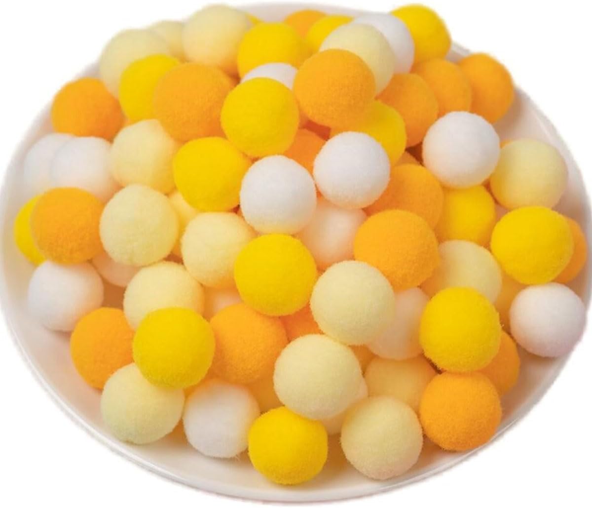 100 Pieces Pom Poms Yellow and White, 1.2 inch Large Craft Pompoms, Soft Fluffy Puff Balls for DIY Arts and Bulk Craft Making Decorations Supplies (Yellow Series, 3 cm / 30 mm)