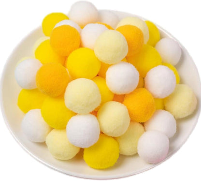 100 Pieces Pom Poms Yellow and White, 1.2 inch Large Craft Pompoms, Soft Fluffy Puff Balls for DIY Arts and Bulk Craft Making Decorations Supplies (Yellow Series, 3 cm / 30 mm)