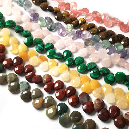 Natural Topaz Stone Beads Waterdrop Shape Faceted Yellow Jade Gemstone Loose Beads for Jewelry Making