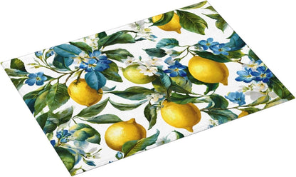 Blue White Floral Lemon Dish Drying Mat 18 X 24 For Kitchen Counter Absorbent Large Kitchen Fast Dry Pad Reusable Washable Protector Rack Large Mat