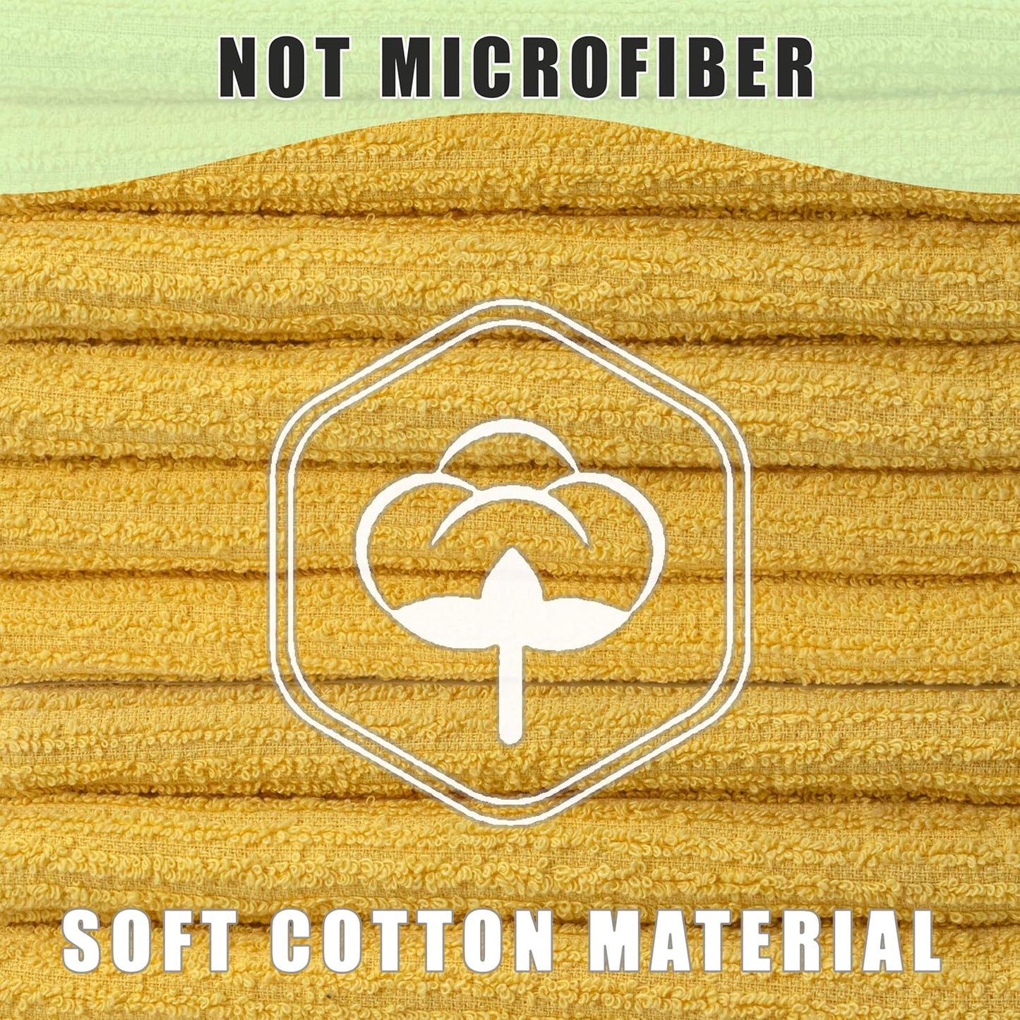 Bar Mop Towels - 16x19 Inches - Pack of 12 - Lemon Yellow - Cotton Dish Cloths & Cleaning Towels for Kitchen, Bar, Restaurant, Household Use – Absorbent, Durable, Reusable