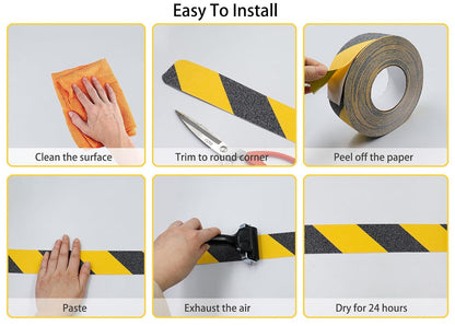 Anti Slip Tape, 2In x 16.4ft Safety Non Slip Tape Outdoor Waterproof | Anti Slip Tape, Anti Slip Tape for Stairs, High Adhesive Grip Tape for Stairs, Tread Step, Ramp, Skateboard, (Yellow/Black)